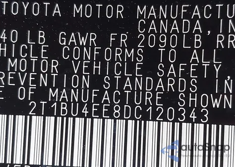 2013 Toyota Corolla S z USA, uszkodzony, nr VIN 2T1BU4EE8DC120343